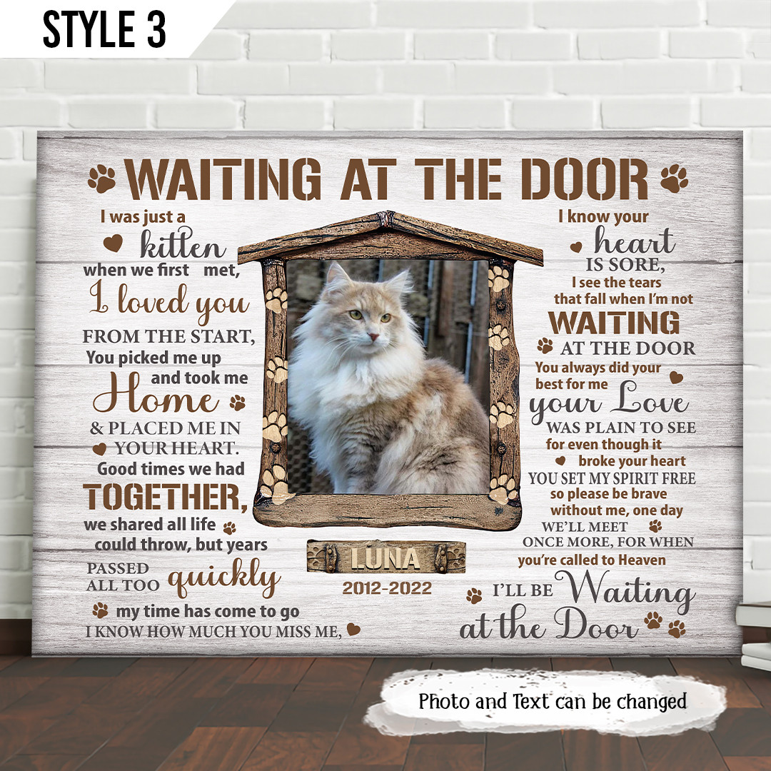 Ohcanvas Waiting At The Door Cat Horizontal Canvas Poster Framed Print Personalized Cat Memorial Gift For Cat Lovers