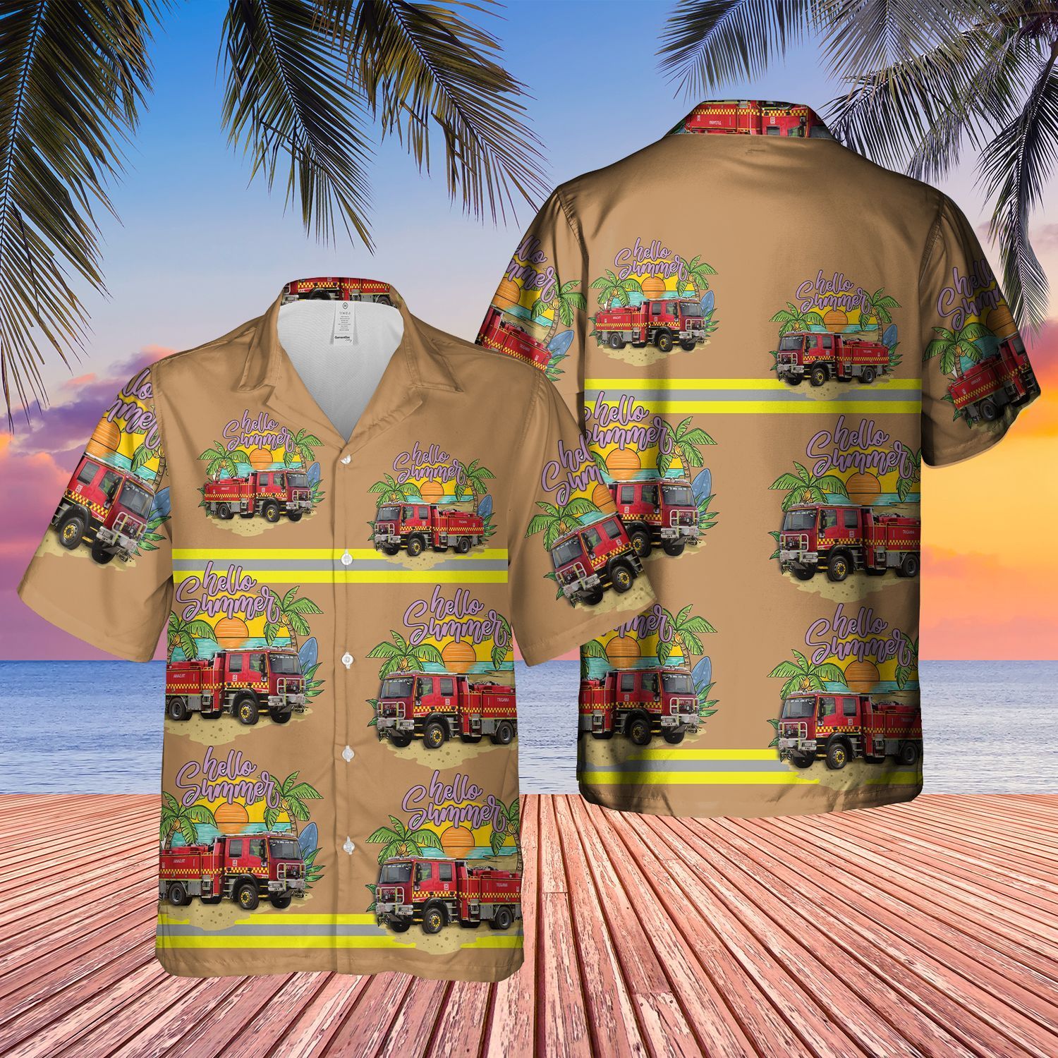 MerchCool  Victoria Fire Service Truck Hawaiian Shirt
