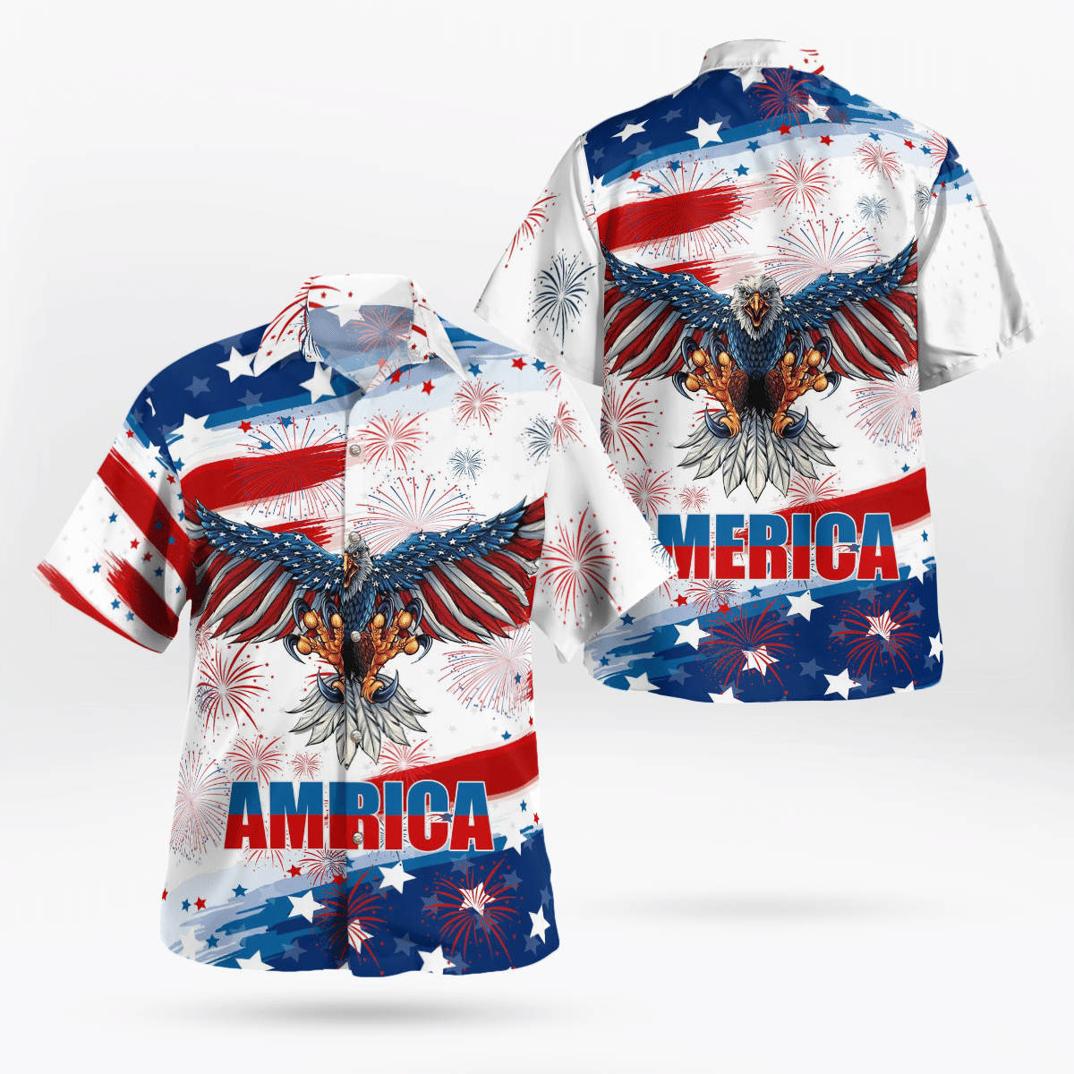 MerchCool  Independence Day Eagle America Hawaiian Shirt